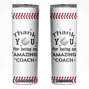 Baseball Coach Gifts Skinny Tumbler Thank You Coaches Appreciation Retirement Gift TB10 White Print Your Wear