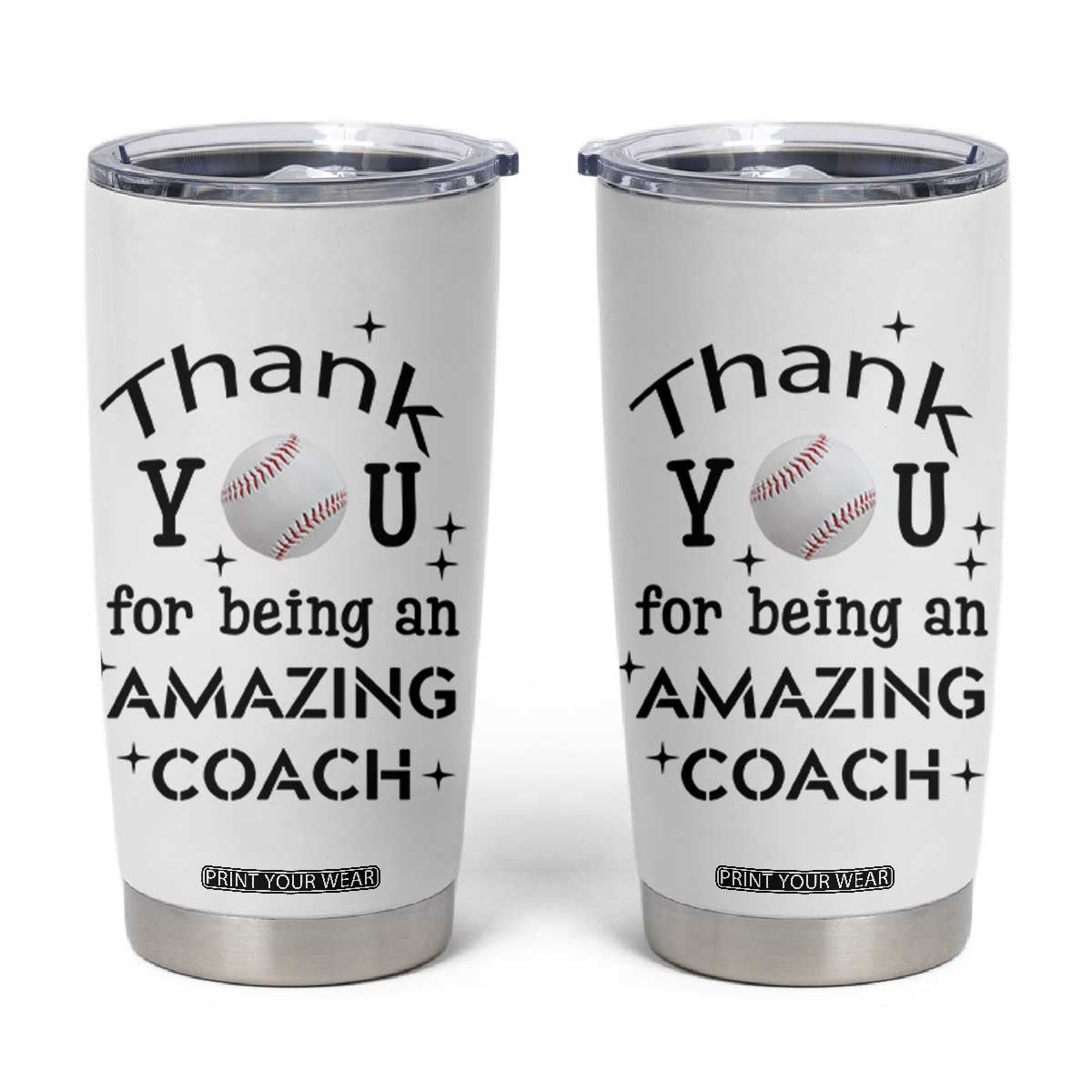 Baseball Coach Gifts Tumbler Cup Thank You Coaches Appreciation Retirement Gift TB10 White Print Your Wear