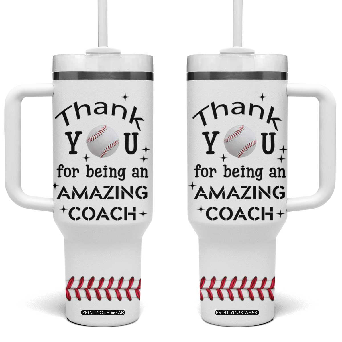 Baseball Coach Gifts Tumbler With Handle Thank You Coaches Appreciation Retirement Gift TB10 One Size: 40 oz White Print Your Wear