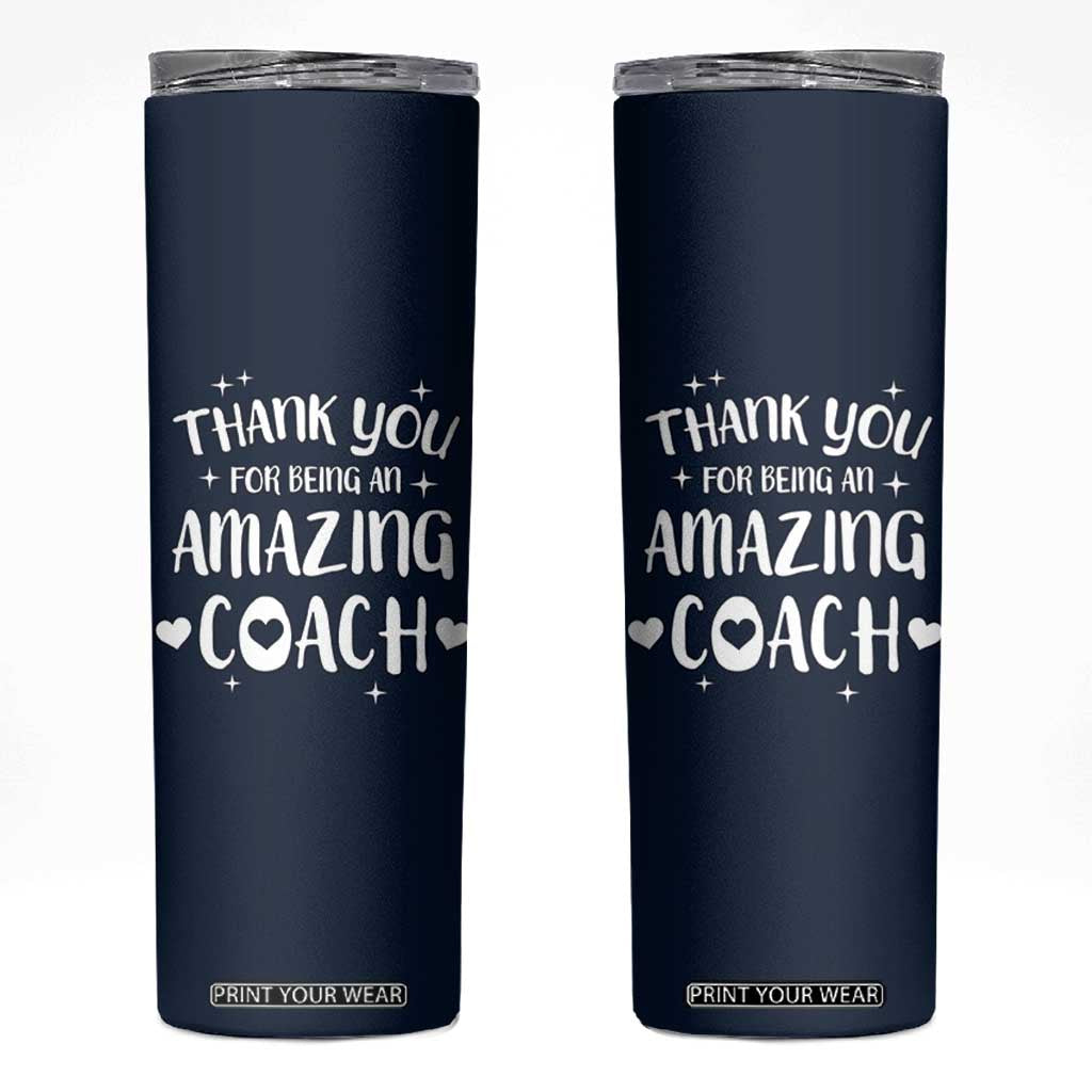 Coach Thank You Skinny Tumbler Basketball Football Sports Coach Appreciation Gifts TB10 Navy Print Your Wear