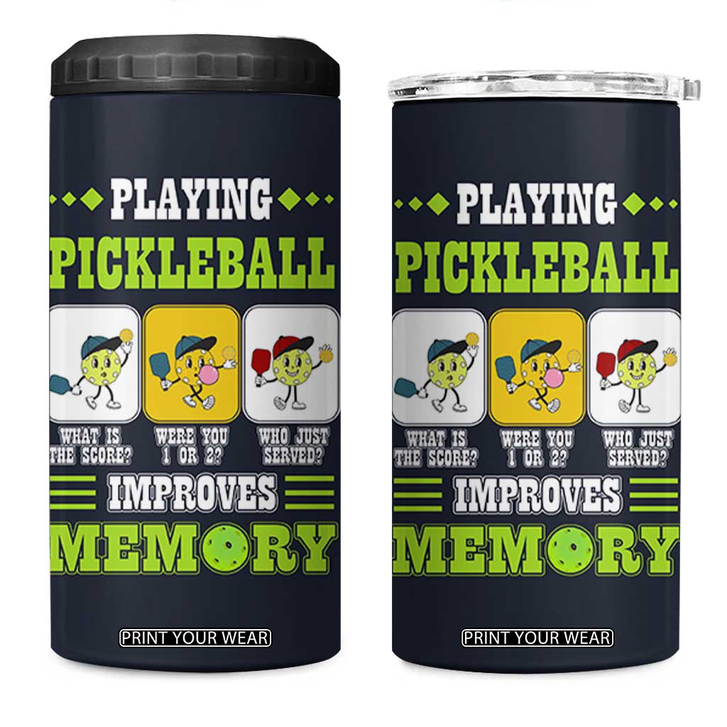 Playing Pickleball Improves Memory 4 in 1 Can Cooler Tumbler Gift for Pickle Ball Lovers Pickleballs Coach Player TB10 One Size: 16 oz Navy Print Your Wear