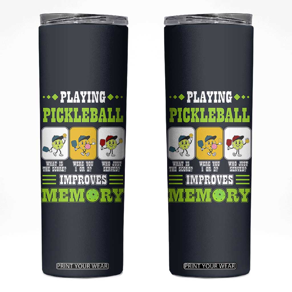 Playing Pickleball Improves Memory Skinny Tumbler Gift for Pickle Ball Lovers Pickleballs Coach Player TB10 Navy Print Your Wear