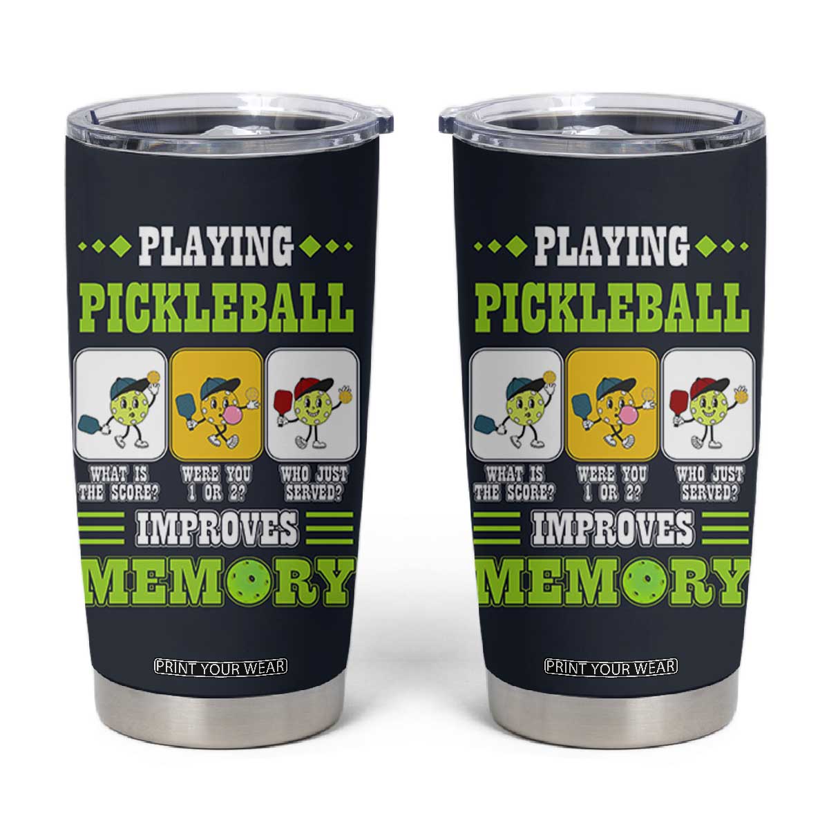 Playing Pickleball Improves Memory Tumbler Cup Gift for Pickle Ball Lovers Pickleballs Coach Player TB10 Navy Print Your Wear