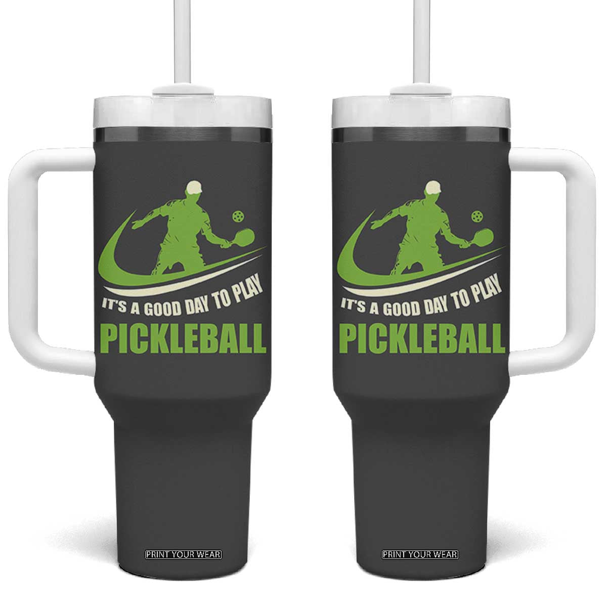 Funny Pickleball Tumbler With Handle It's A Good Days To Play Pickleball Dink Player Coach TB10 One Size: 40 oz Grey Print Your Wear