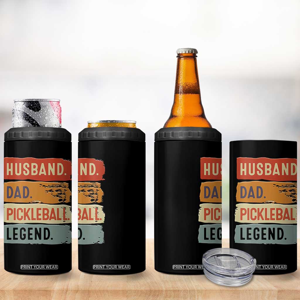 Husband Dad Pickleball Legend 4 in 1 Can Cooler Tumbler Retro Pickleball Gift for Him Fathers Day TB10 Print Your Wear