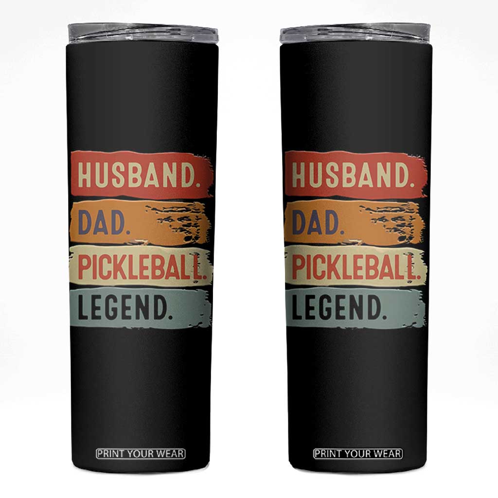 Husband Dad Pickleball Legend Skinny Tumbler Retro Pickleball Gift for Him Fathers Day TB10 Black Print Your Wear