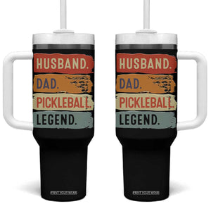 Husband Dad Pickleball Legend Tumbler With Handle Retro Pickleball Gift for Him Fathers Day TB10 One Size: 40 oz Black Print Your Wear
