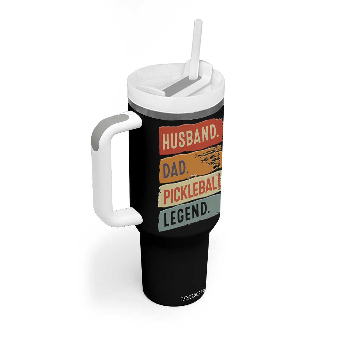 Husband Dad Pickleball Legend Tumbler With Handle Retro Pickleball Gift for Him Fathers Day TB10 Print Your Wear