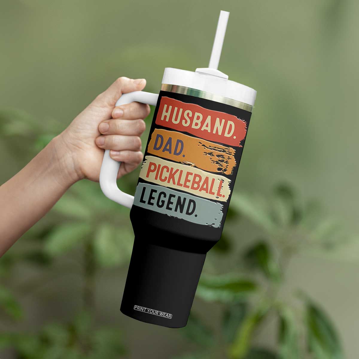 Husband Dad Pickleball Legend Tumbler With Handle Retro Pickleball Gift for Him Fathers Day TB10 Print Your Wear