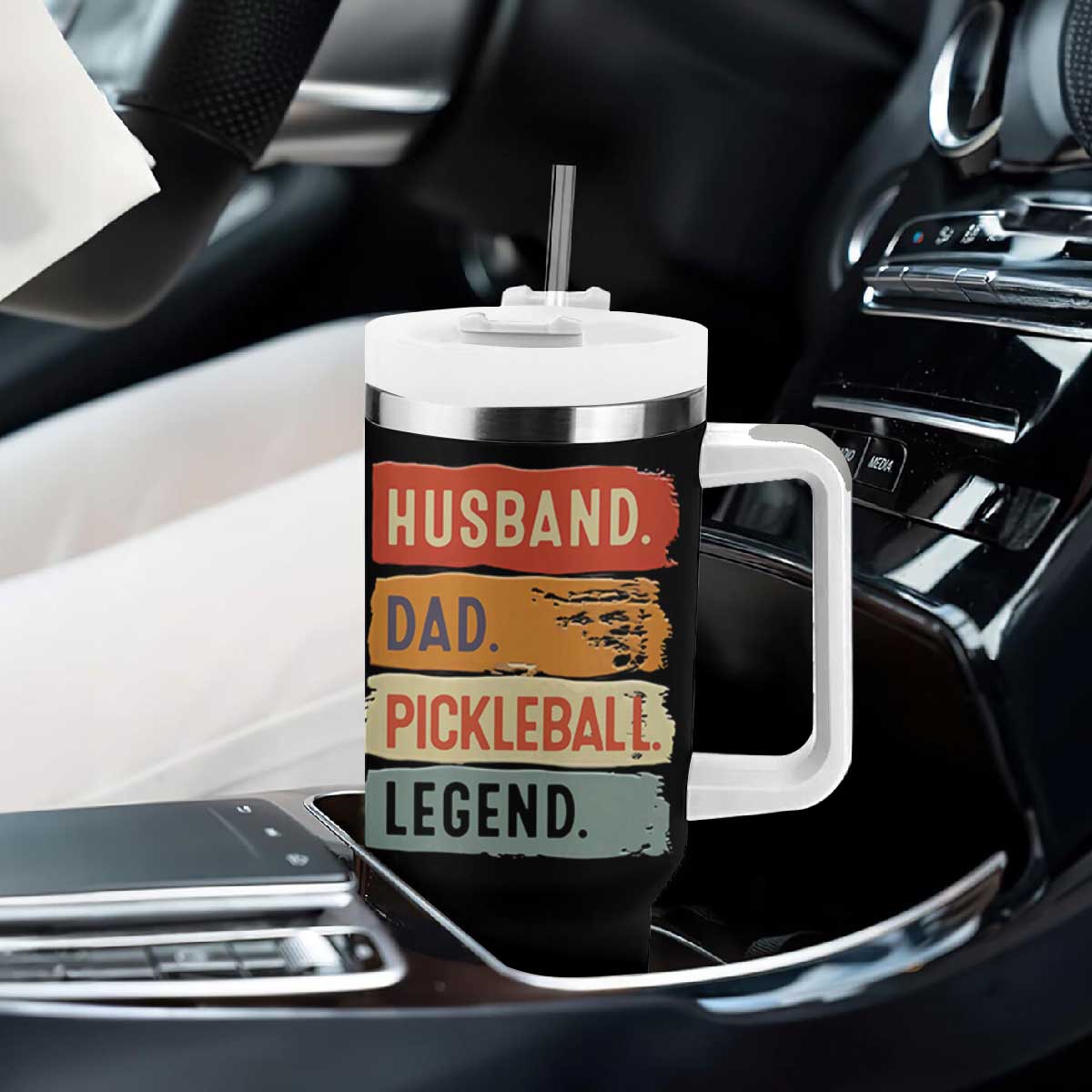 Husband Dad Pickleball Legend Tumbler With Handle Retro Pickleball Gift for Him Fathers Day TB10 Print Your Wear