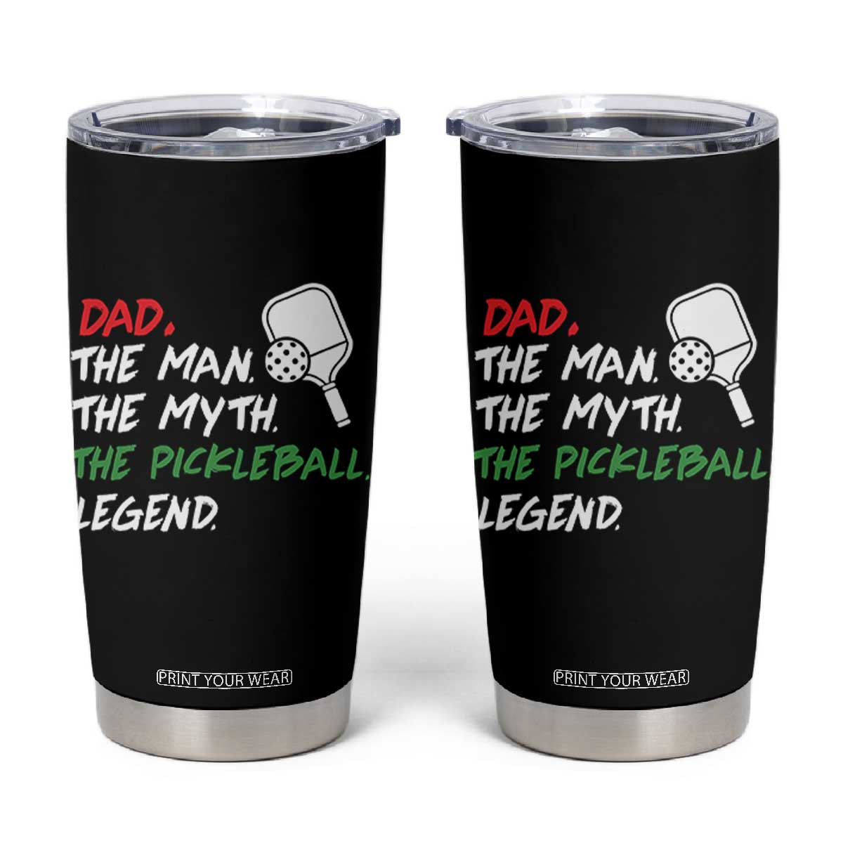 Vintage Pickleball Dad Tumbler Cup Retro Pickleball Gift for Him Fathers Day TB10 Black Print Your Wear