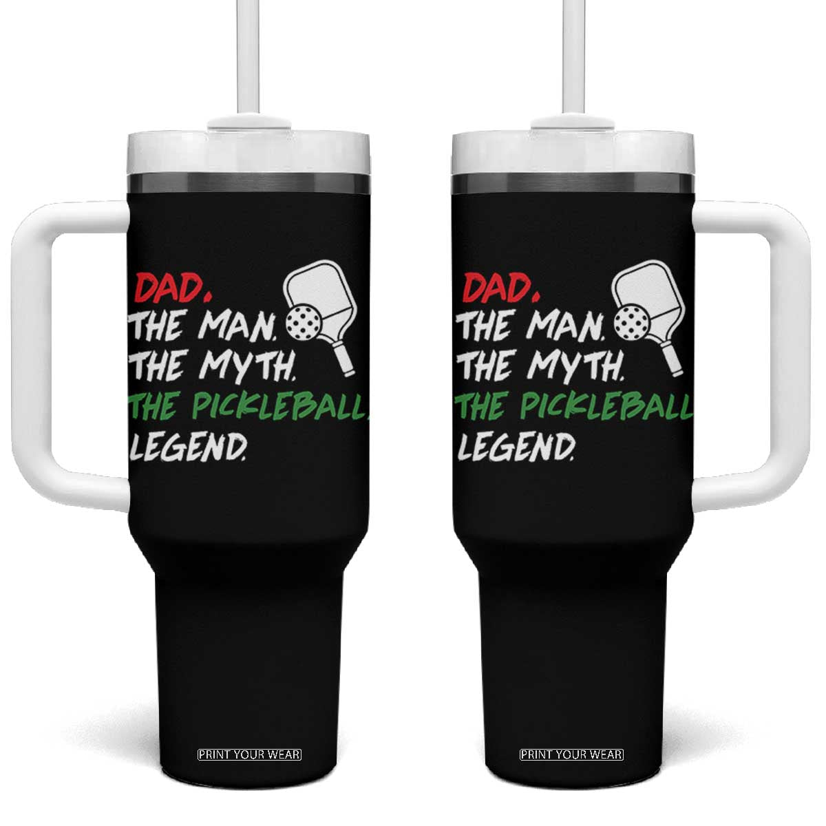 Vintage Pickleball Dad Tumbler With Handle Retro Pickleball Gift for Him Fathers Day TB10 One Size: 40 oz Black Print Your Wear