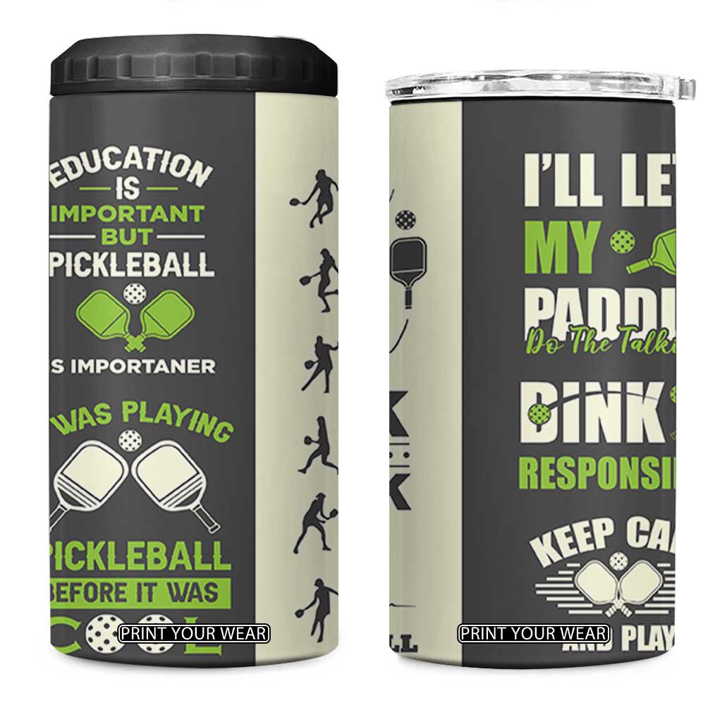 Pickleball 4 in 1 Can Cooler Tumbler Gift for Pickle Ball Lovers Pickleballs Coach Player TB10 One Size: 16 oz Grey Print Your Wear