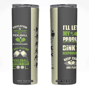 Pickleball Skinny Tumbler Gift for Pickle Ball Lovers Pickleballs Coach Player TB10 Grey Print Your Wear