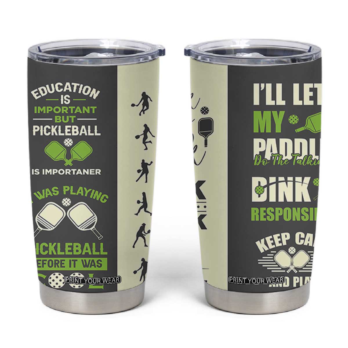 Pickleball Tumbler Cup Gift for Pickle Ball Lovers Pickleballs Coach Player TB10 Grey Print Your Wear