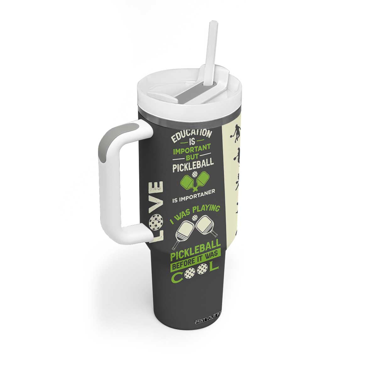 Pickleball Tumbler With Handle Gift for Pickle Ball Lovers Pickleballs Coach Player TB10 Print Your Wear