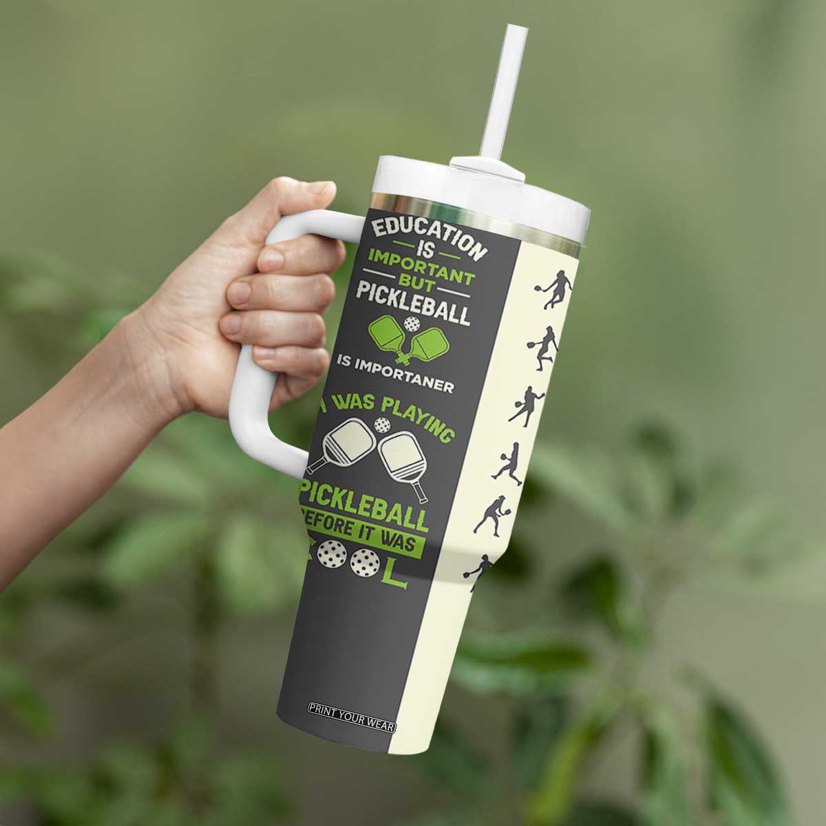 Pickleball Tumbler With Handle Gift for Pickle Ball Lovers Pickleballs Coach Player TB10 Print Your Wear