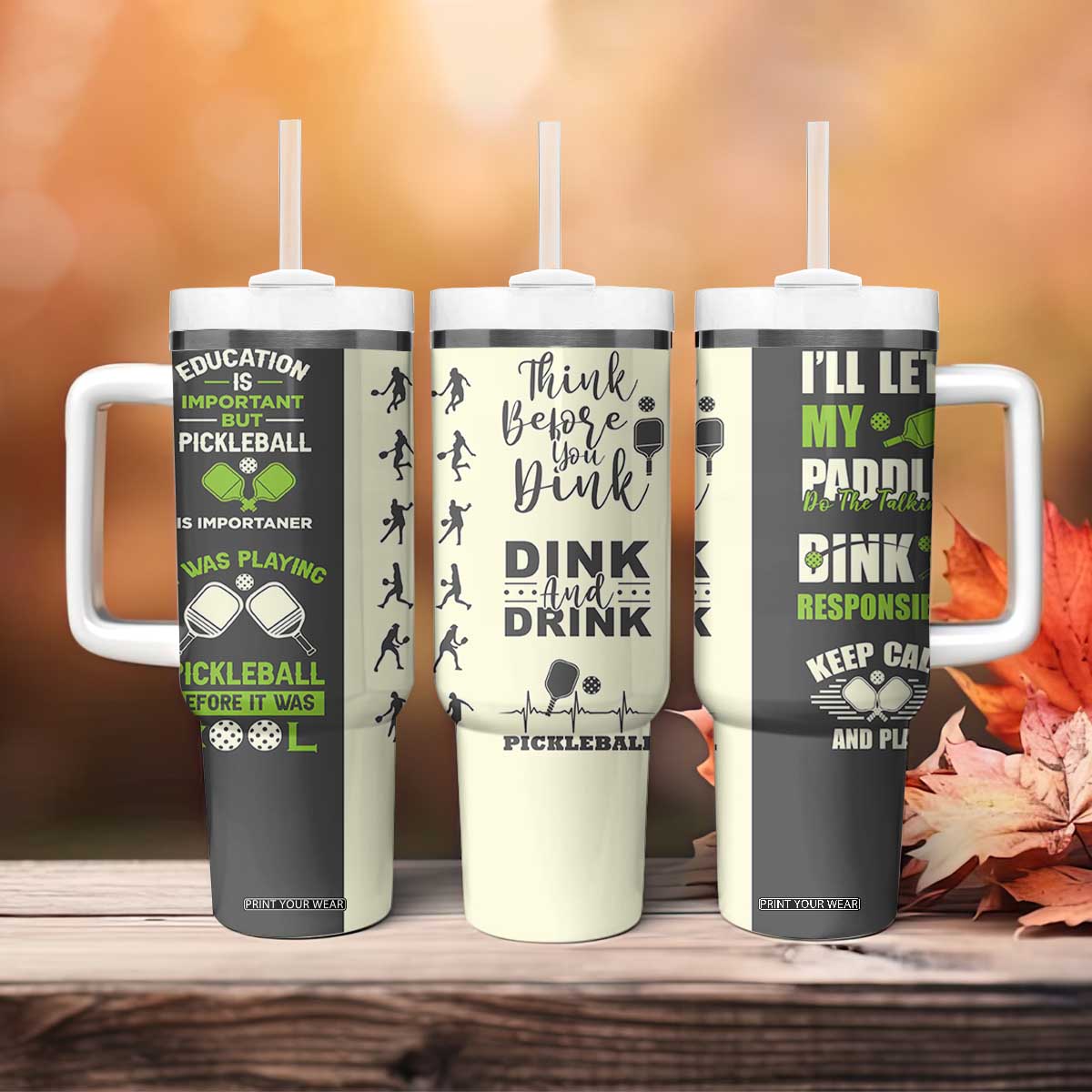 Pickleball Tumbler With Handle Gift for Pickle Ball Lovers Pickleballs Coach Player TB10 Print Your Wear