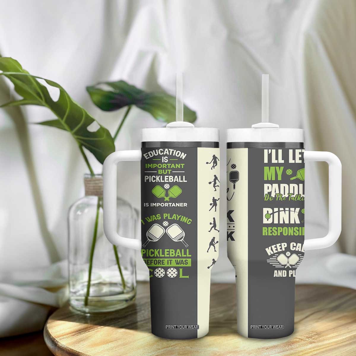 Pickleball Tumbler With Handle Gift for Pickle Ball Lovers Pickleballs Coach Player TB10 Print Your Wear