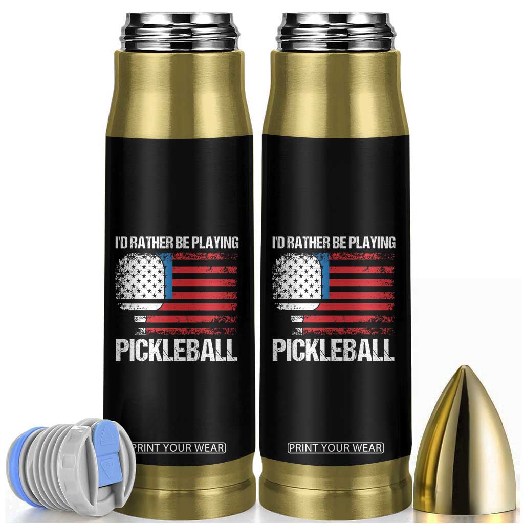 Funny Pickleball Player Bullet Tumbler US Flag Paddleball Lover TB10 Black Print Your Wear
