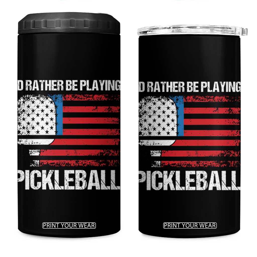 Funny Pickleball Player 4 in 1 Can Cooler Tumbler US Flag Paddleball Lover TB10 One Size: 16 oz Black Print Your Wear