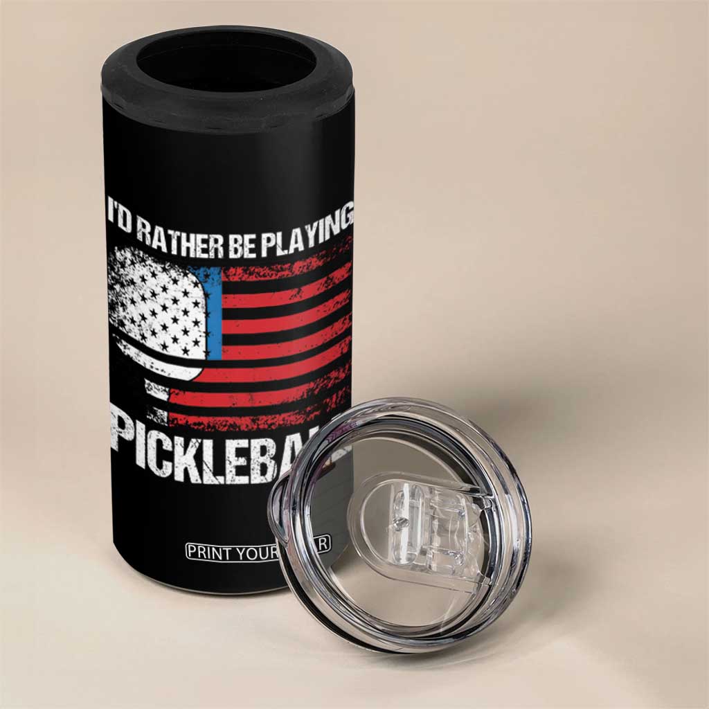 Funny Pickleball Player 4 in 1 Can Cooler Tumbler US Flag Paddleball Lover TB10 Print Your Wear