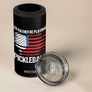 Funny Pickleball Player 4 in 1 Can Cooler Tumbler US Flag Paddleball Lover TB10 Print Your Wear