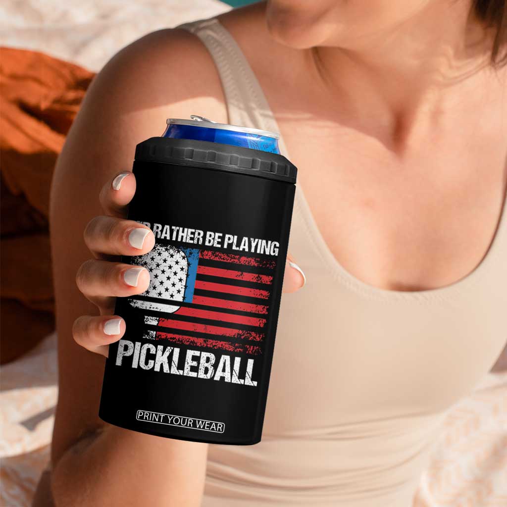 Funny Pickleball Player 4 in 1 Can Cooler Tumbler US Flag Paddleball Lover TB10 Print Your Wear