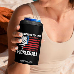 Funny Pickleball Player 4 in 1 Can Cooler Tumbler US Flag Paddleball Lover TB10 Print Your Wear