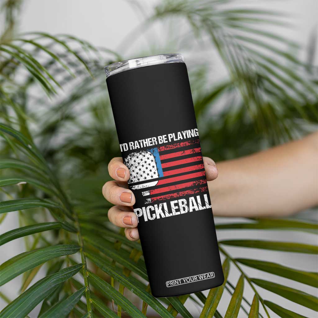 Funny Pickleball Player Skinny Tumbler US Flag Paddleball Lover TB10 Print Your Wear