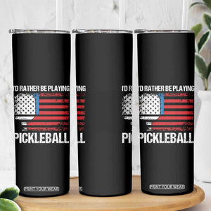 Funny Pickleball Player Skinny Tumbler US Flag Paddleball Lover TB10 Print Your Wear