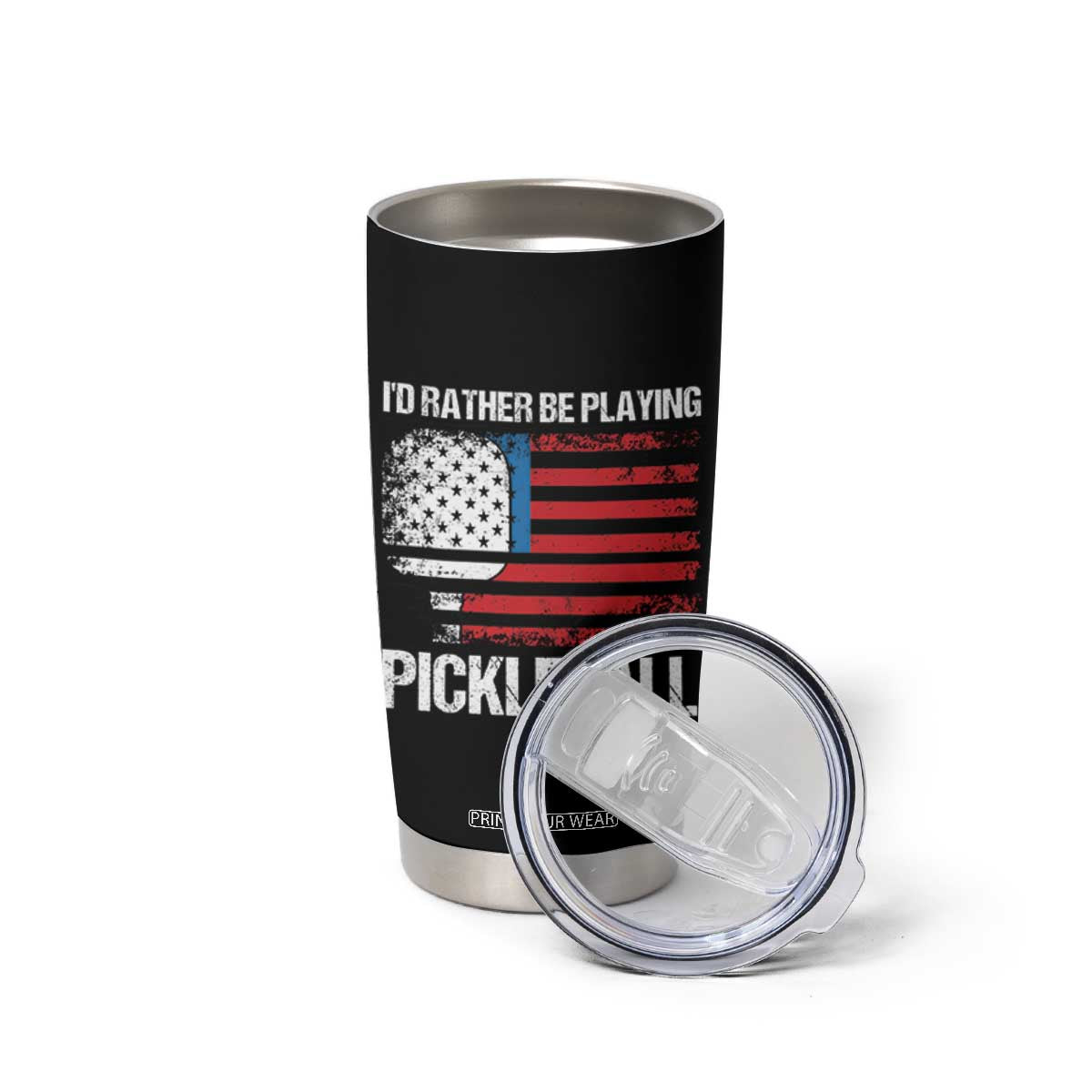 Funny Pickleball Player Tumbler Cup US Flag Paddleball Lover TB10 Print Your Wear
