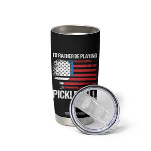 Funny Pickleball Player Tumbler Cup US Flag Paddleball Lover TB10 Print Your Wear
