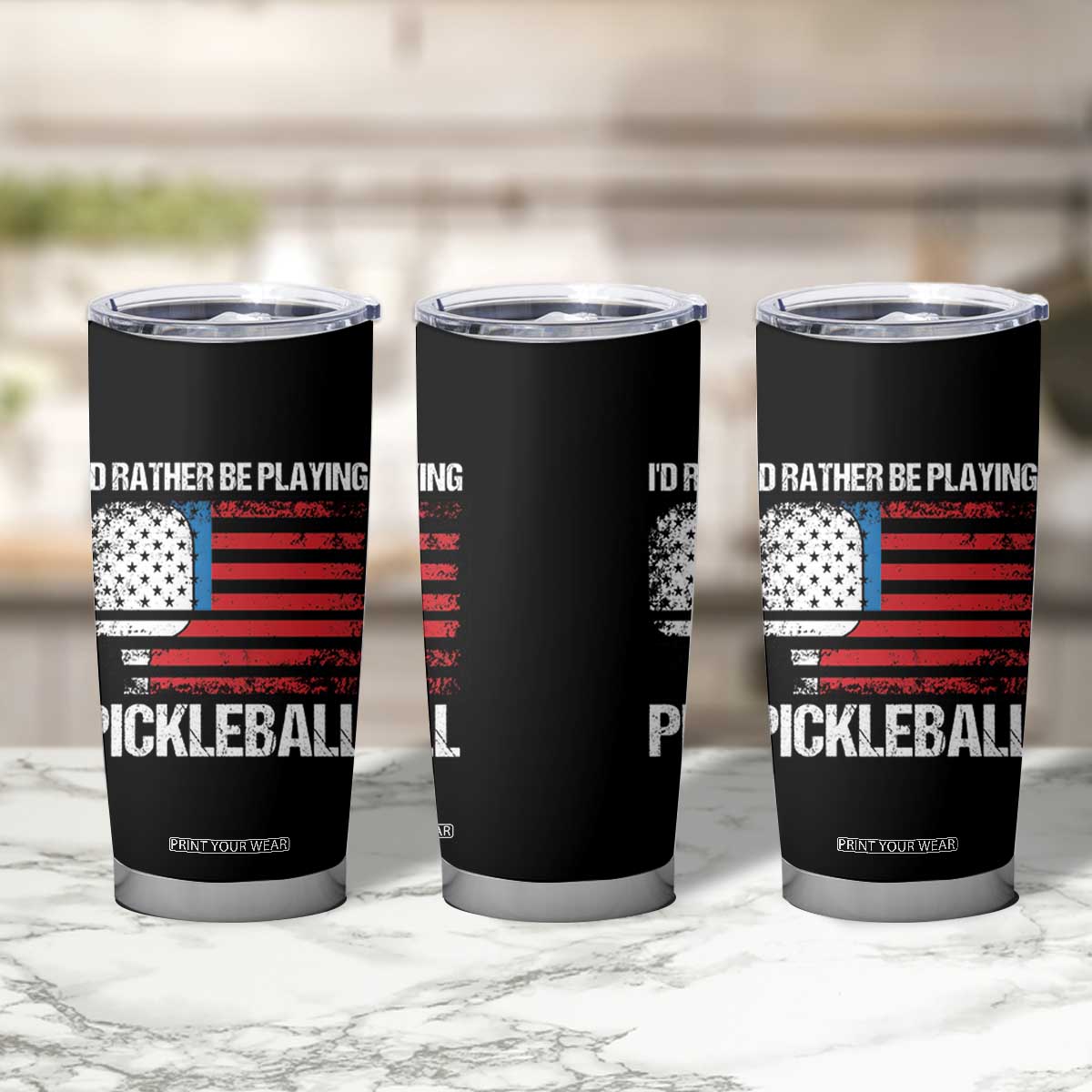 Funny Pickleball Player Tumbler Cup US Flag Paddleball Lover TB10 Print Your Wear