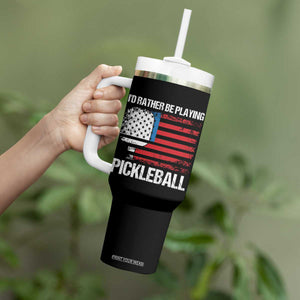 Funny Pickleball Player Tumbler With Handle US Flag Paddleball Lover TB10 Print Your Wear