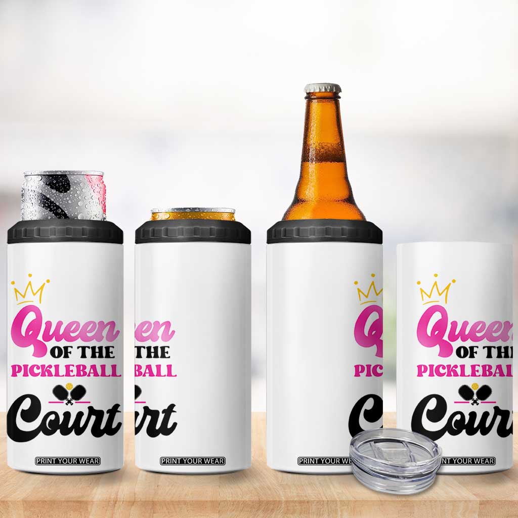 Pickleball Gifts For Women 4 in 1 Can Cooler Tumbler Queen Of The Court TB10 Print Your Wear