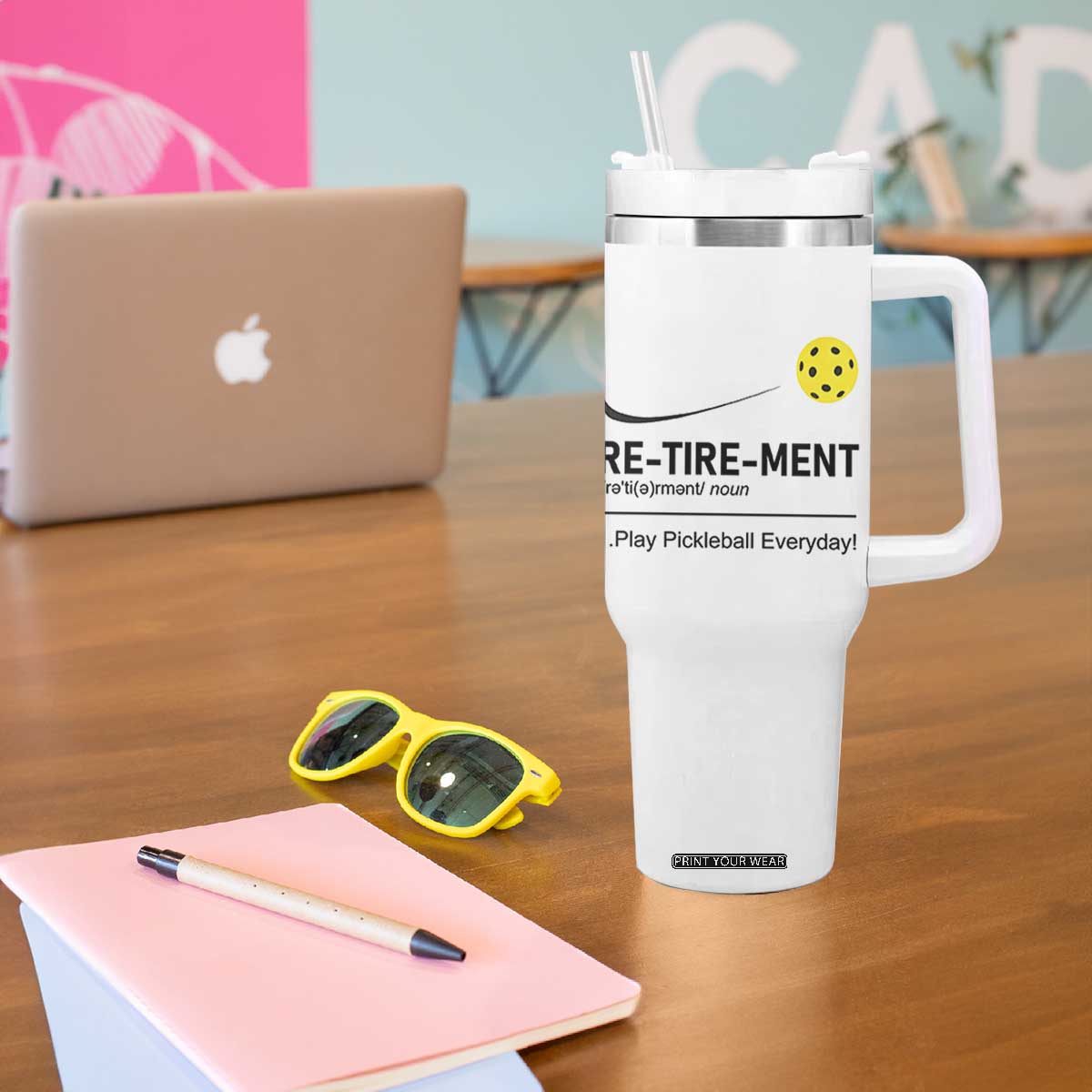 Pickleball Lover Retirement Tumbler With Handle Funny Pickle Ball Player Retiree TB10 Print Your Wear