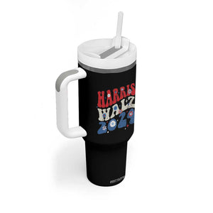 Harris Walz 2024 Election Tumbler With Handle Kamala Madam President Retro Groovy TB10 Print Your Wear