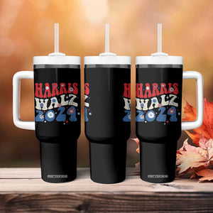 Harris Walz 2024 Election Tumbler With Handle Kamala Madam President Retro Groovy TB10 Print Your Wear