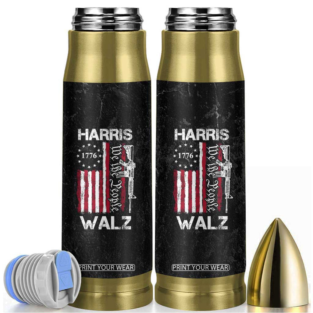 Harris Walz Waltz 2024 Bullet Tumbler US Flag Gun Democratic Madam President 4th Of July TB10 Black Print Your Wear