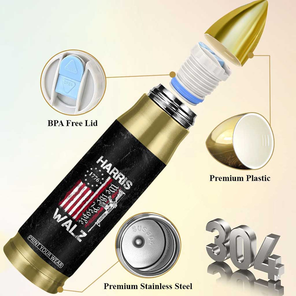 Harris Walz Waltz 2024 Bullet Tumbler US Flag Gun Democratic Madam President 4th Of July TB10 Print Your Wear