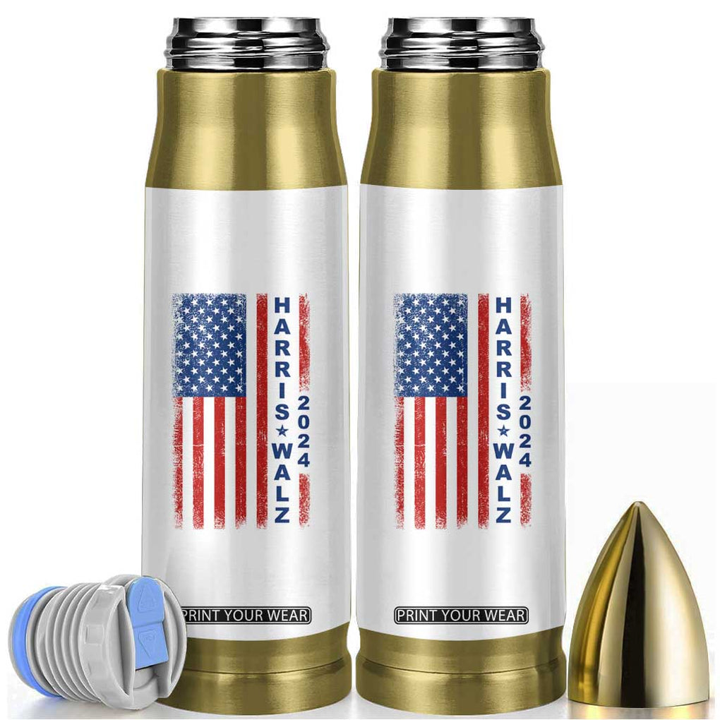 Harris Walz 2024 Bullet Tumbler Tim Walzt Kamala Madam President American USA Flag TB10 White Print Your Wear