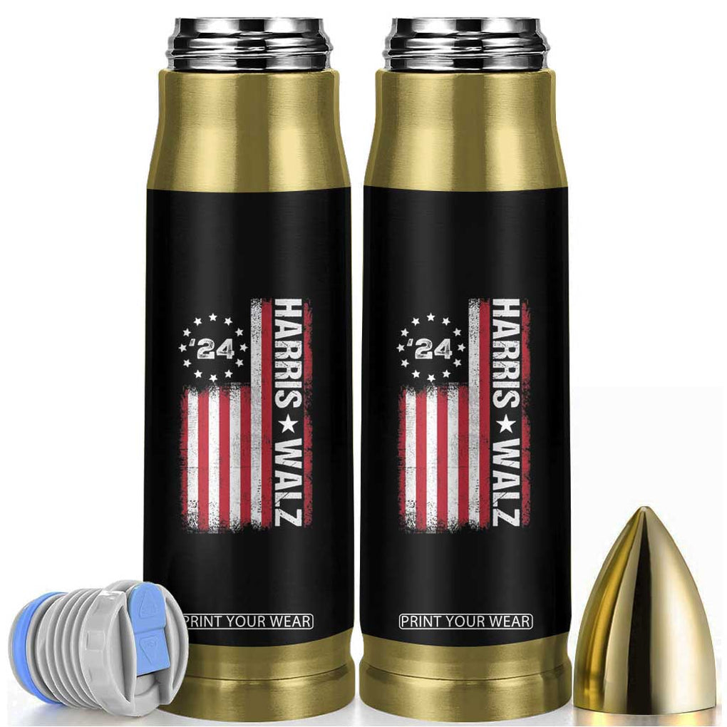 Harris Walz Flag Bullet Tumbler For The People Madam President TB10 Black Print Your Wear