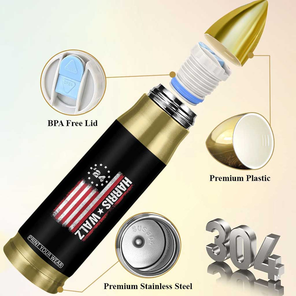 Harris Walz Flag Bullet Tumbler For The People Madam President TB10 Print Your Wear