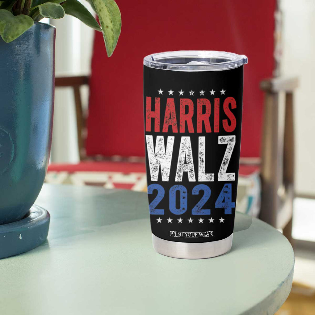 Harris Walz 2024 Tumbler Cup Kamala Tim Walzt Presidential Election Retro Vintage Distressed TB10 Print Your Wear
