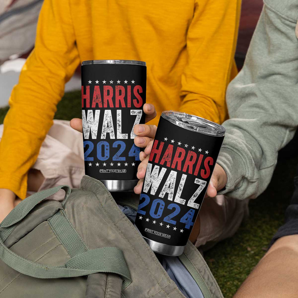 Harris Walz 2024 Tumbler Cup Kamala Tim Walzt Presidential Election Retro Vintage Distressed TB10 Print Your Wear