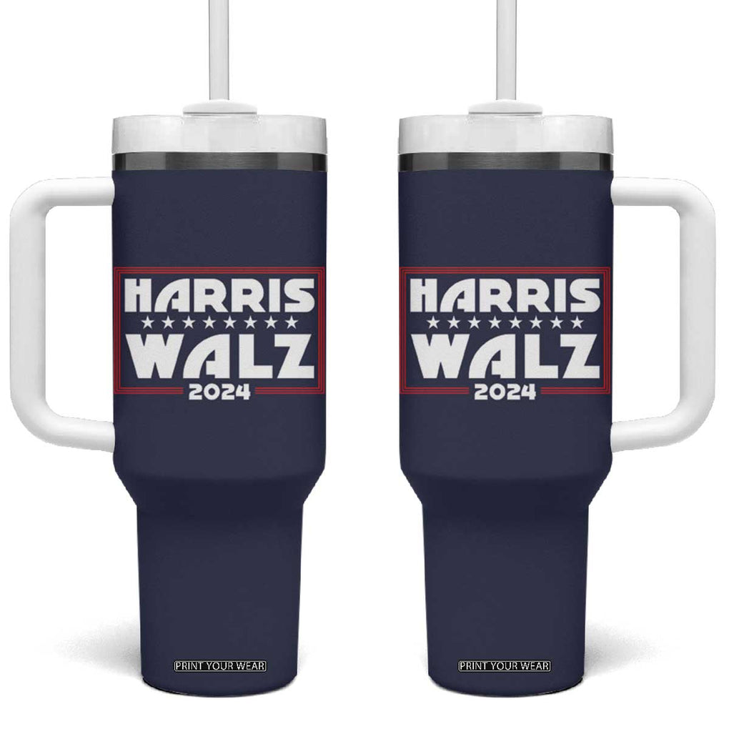 Harris Walz 2024 Election Tumbler With Handle We're Not Going Back Kamala Madam President TB10 One Size: 40 oz Navy Print Your Wear
