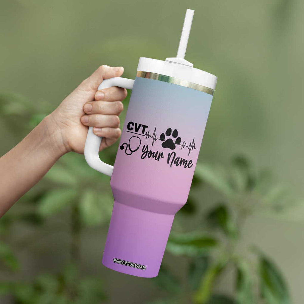 Personalized Vet Tech Tumbler With Handle Custom Name Funny Vet Staff Appreciation Gift Tarot Card TB10 Print Your Wear