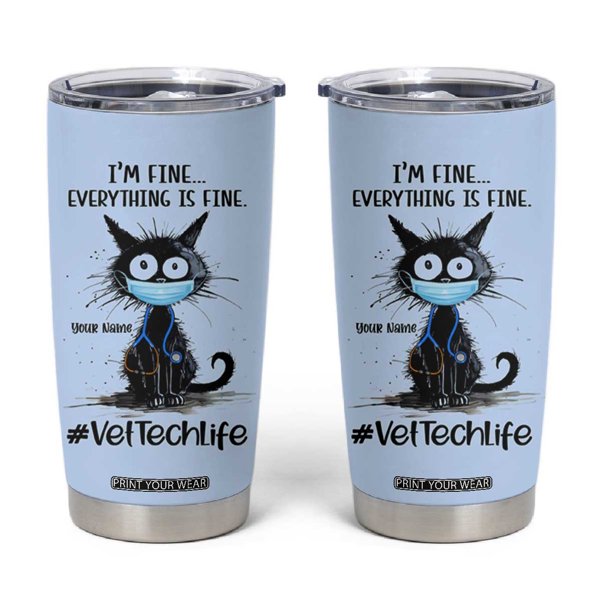 Personalized Veterinarian Vet Tech Tumbler Cup Custom Name Vet Staff Gift Veterinarian Graduation TB10 Blue Print Your Wear
