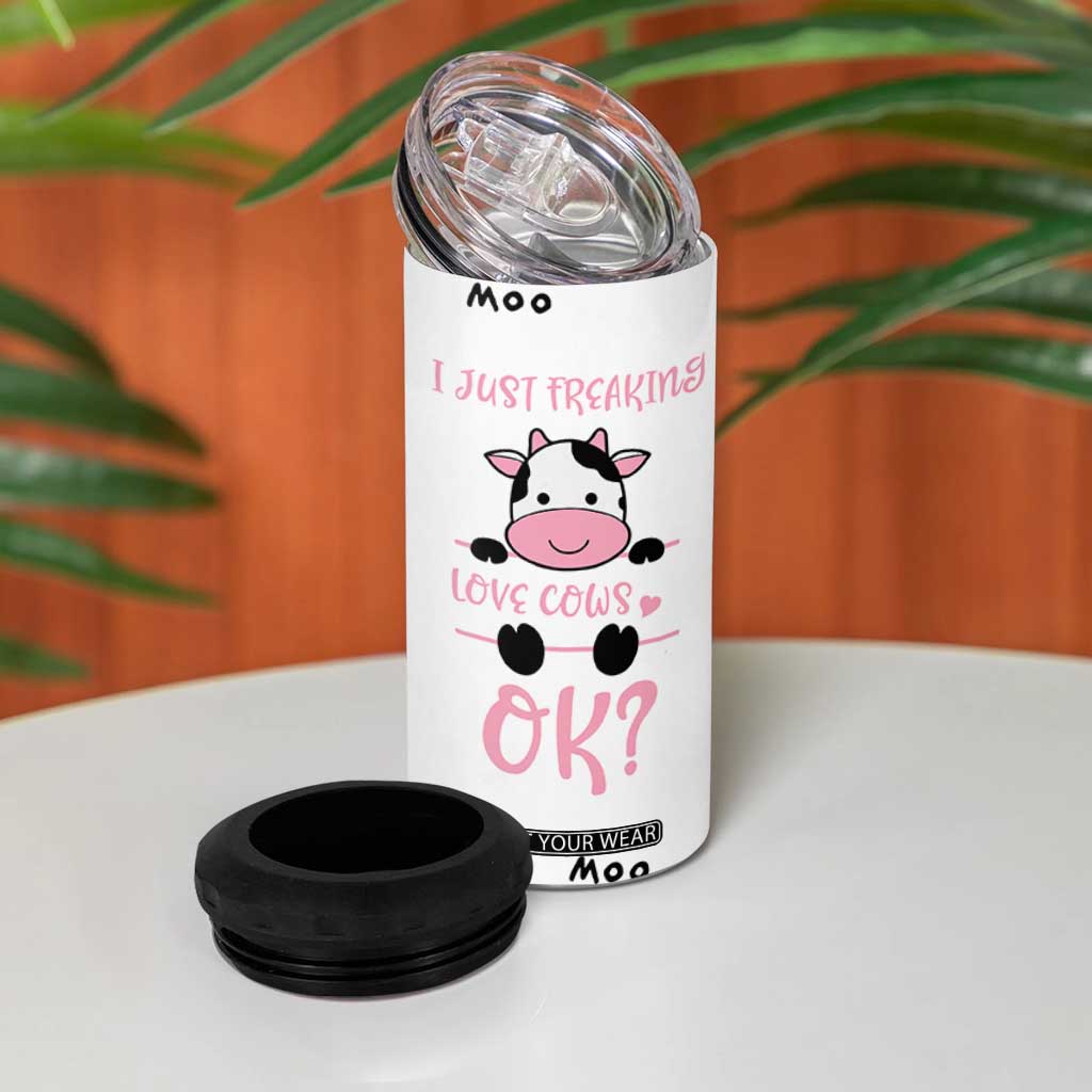 Cow Gifts For Women 4 in 1 Can Cooler Tumbler Funny Cow Lovers Gift For Women Girlfrend Kids TB10 Print Your Wear